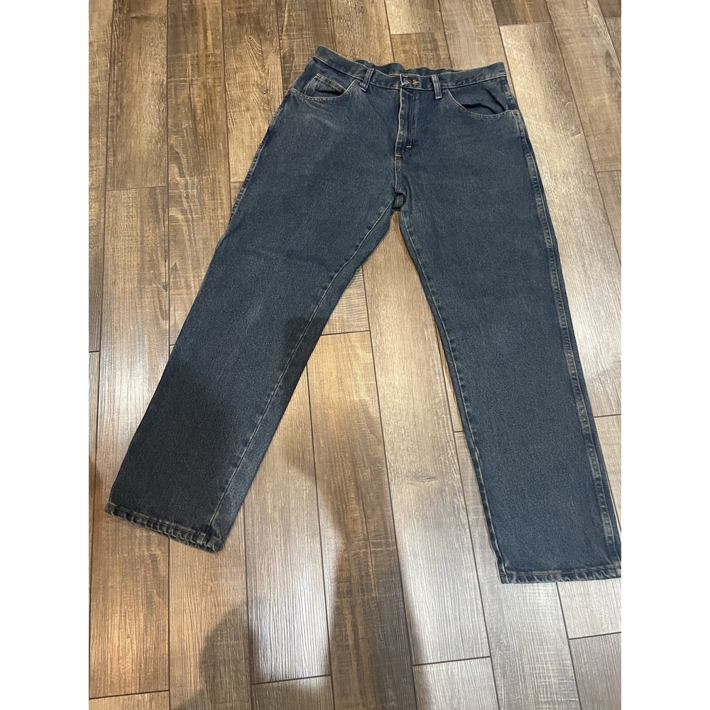 Rustler Jeans Mens 34x30 Dark Wash Blue Denim Relaxed Straight Workwear Pants